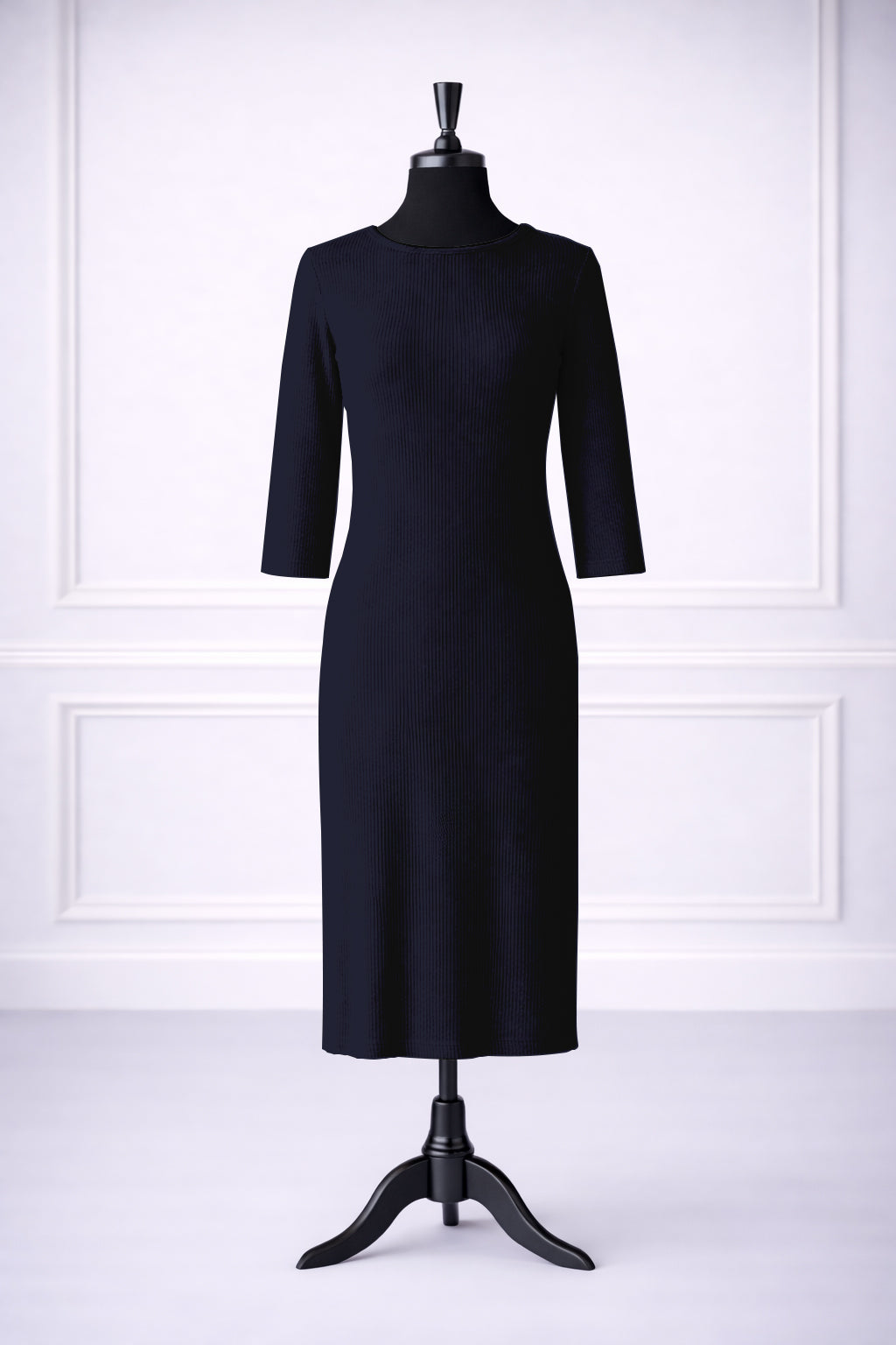 Stock photo of our Nuggles® Ribbed Midi Layering Dress in Navy
