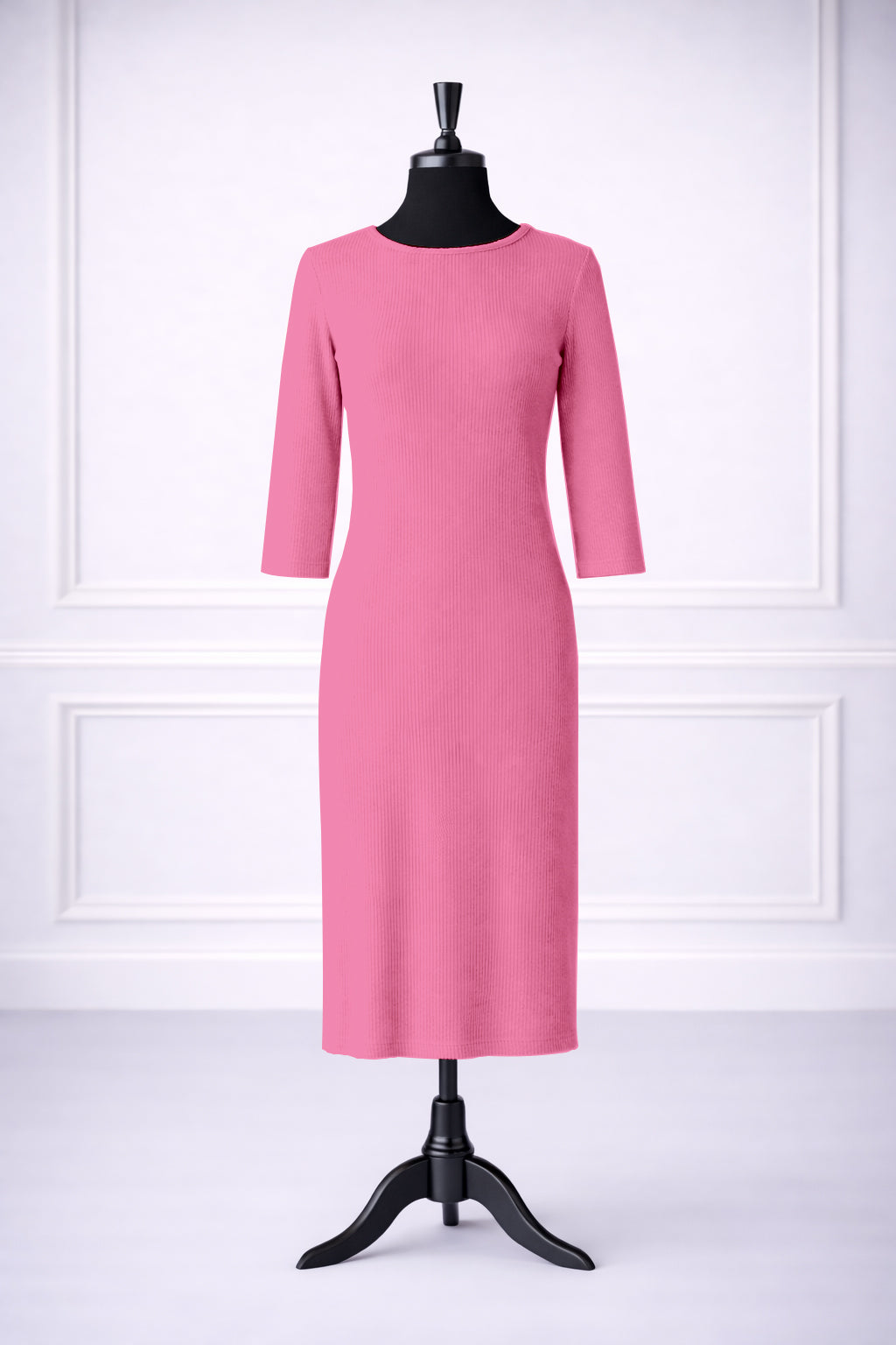 Stock photo of our Nuggles® Ribbed Midi Layering Dress in Pink