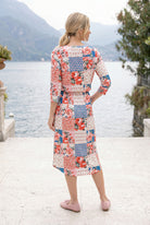 Harper Jane Dress in Rosie Patch, breathable rayon-blend modest midi with pink rose print