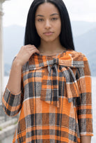 Nuggles Eleanor Top in Rusty Roo, modest 3/4-sleeve top in cozy rust tones with soft textured fabric