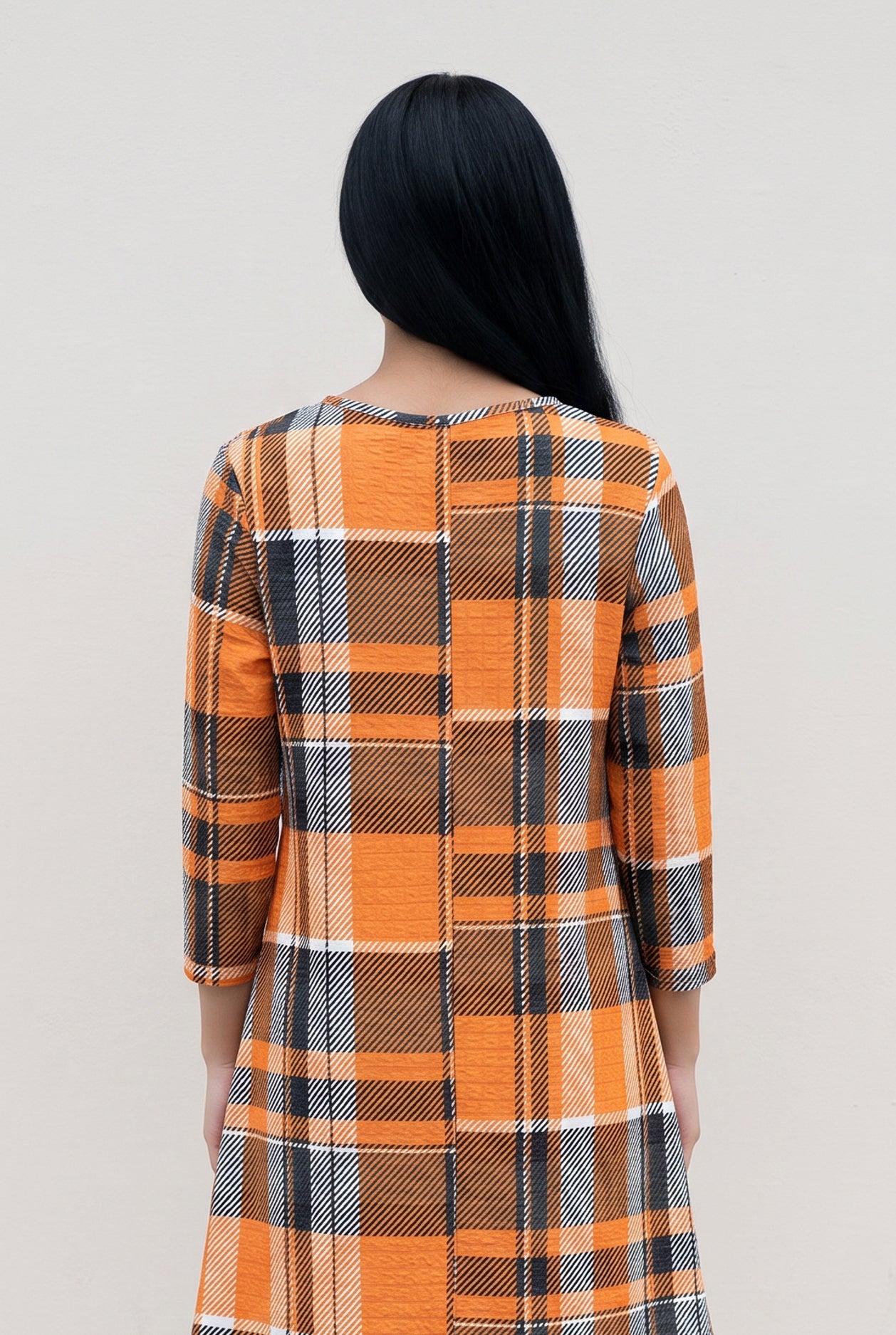 Rusty Roo Eleanor Top, Nuggles modest everyday top with 3/4 sleeves in warm rusty patterned fabric