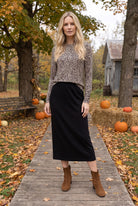 Model wearing Nuggles®  Long Sleeve Essential Tee in Safari