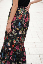 Floral-patterned skirt with a white background