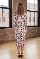Model wearing Nuggles® Midi Layering Dress in Scarlet Sketch