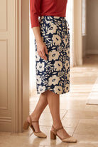 Model wearing Nuggles®  27" Drawstring Skirt in Shadow Petal