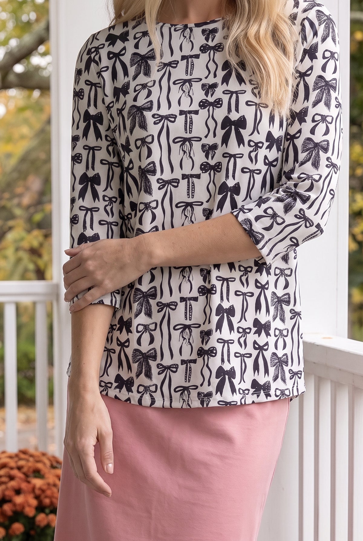Model wearing Nuggles® Lexi Top in Signature