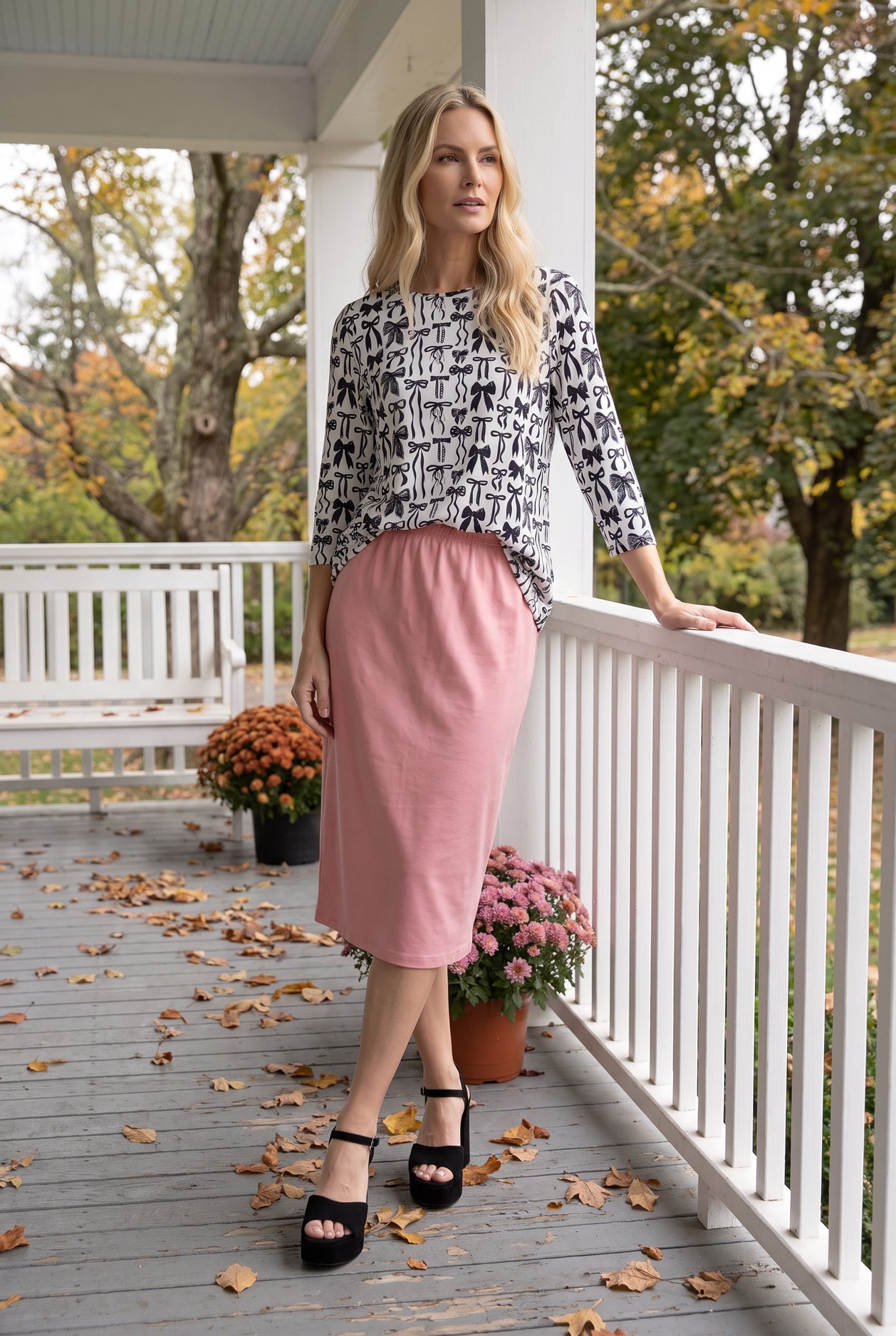 Model wearing Nuggles® Lexi Top in Signature
