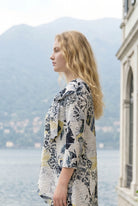 Nuggles Eleanor Top in Sketchbook, breathable textured modest everyday top in artful white sketch print