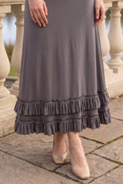 Model wearing Nuggles®  Callie Skirt in Steel Gray