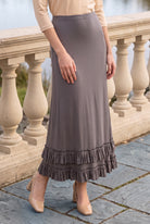 Model wearing Nuggles®  Callie Skirt in Steel Gray