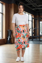 Model wearing Nuggles® 27" All-Sport Skirt in Summer Tropic