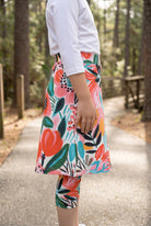 Model wearing Nuggles® Girls All-Sport Skirt in Summer Tropic