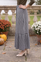Model wearing Nuggles®  Sage Skirt in Sweet Gingham