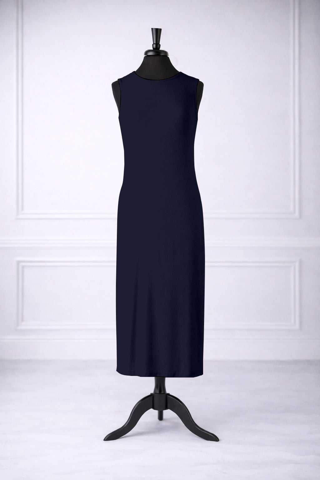 Stock photo of our Nuggles® Tank Midi Layering Dress in Navy