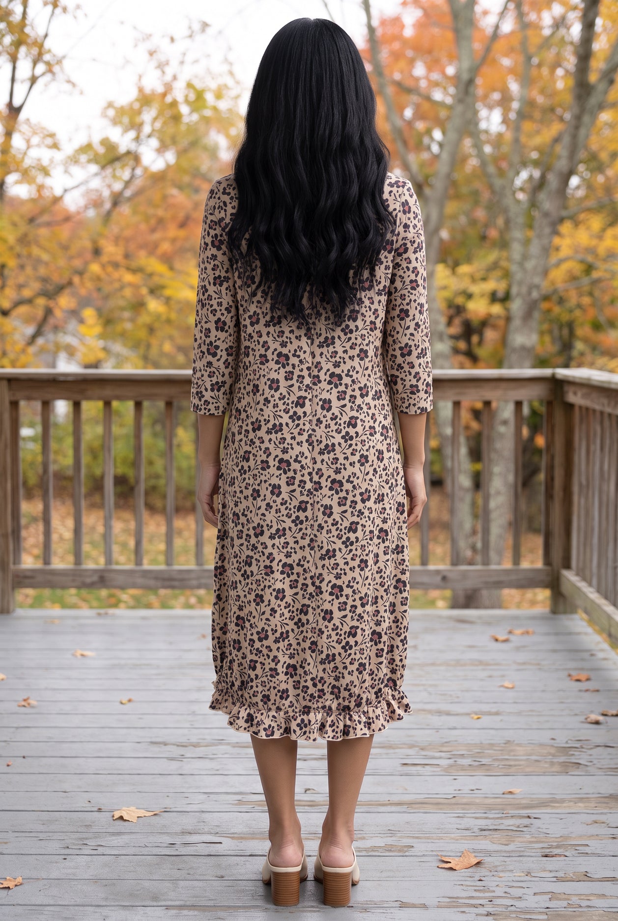 Model wearing Nuggles®  Bristol Dress in Tigerlily