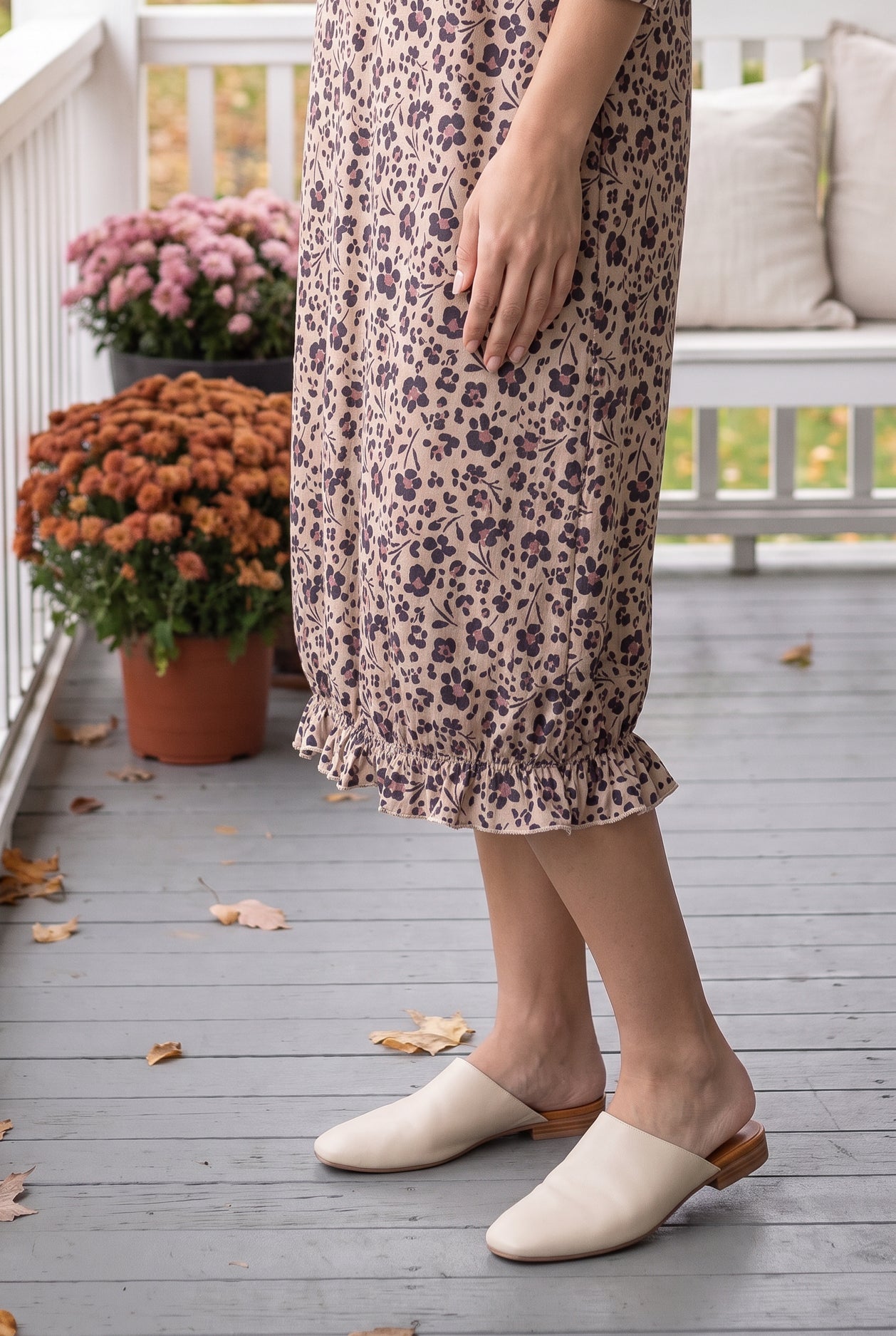 Model wearing Nuggles®  Bristol Dress in Tigerlily