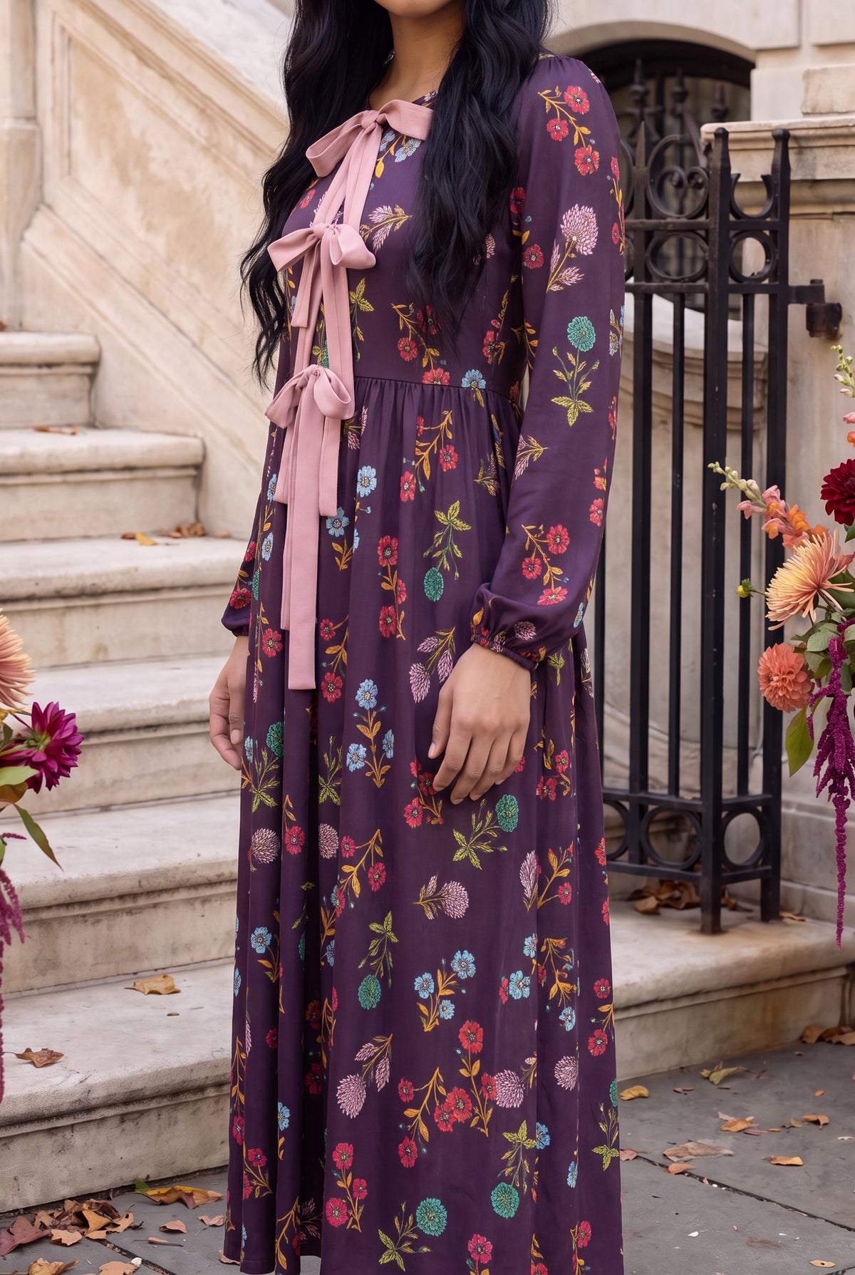 Model wearing Nuggles®  Addison Dress in Twilight Garden