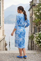 Vintage Blue modest midi dress by Nuggles, nostalgic blue floral with a relaxed everyday fit