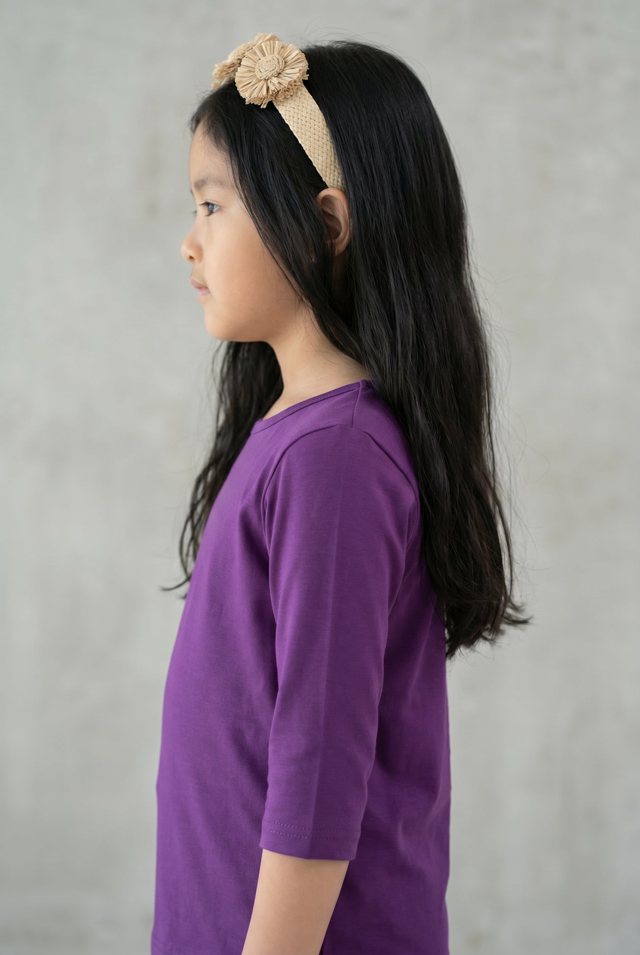 Girls' Essential 3/4 Tee in Violet nuggles-clothing