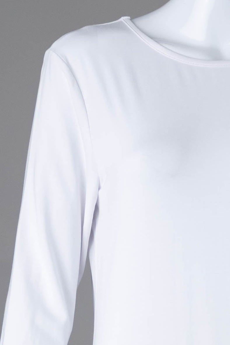 Model wearing Nuggles® Midi Layering Dress in White