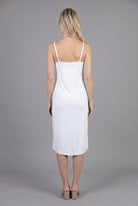White Layering Camisole Dress by Nuggles, modest sleeveless cotton slip midi worn under dresses and tops