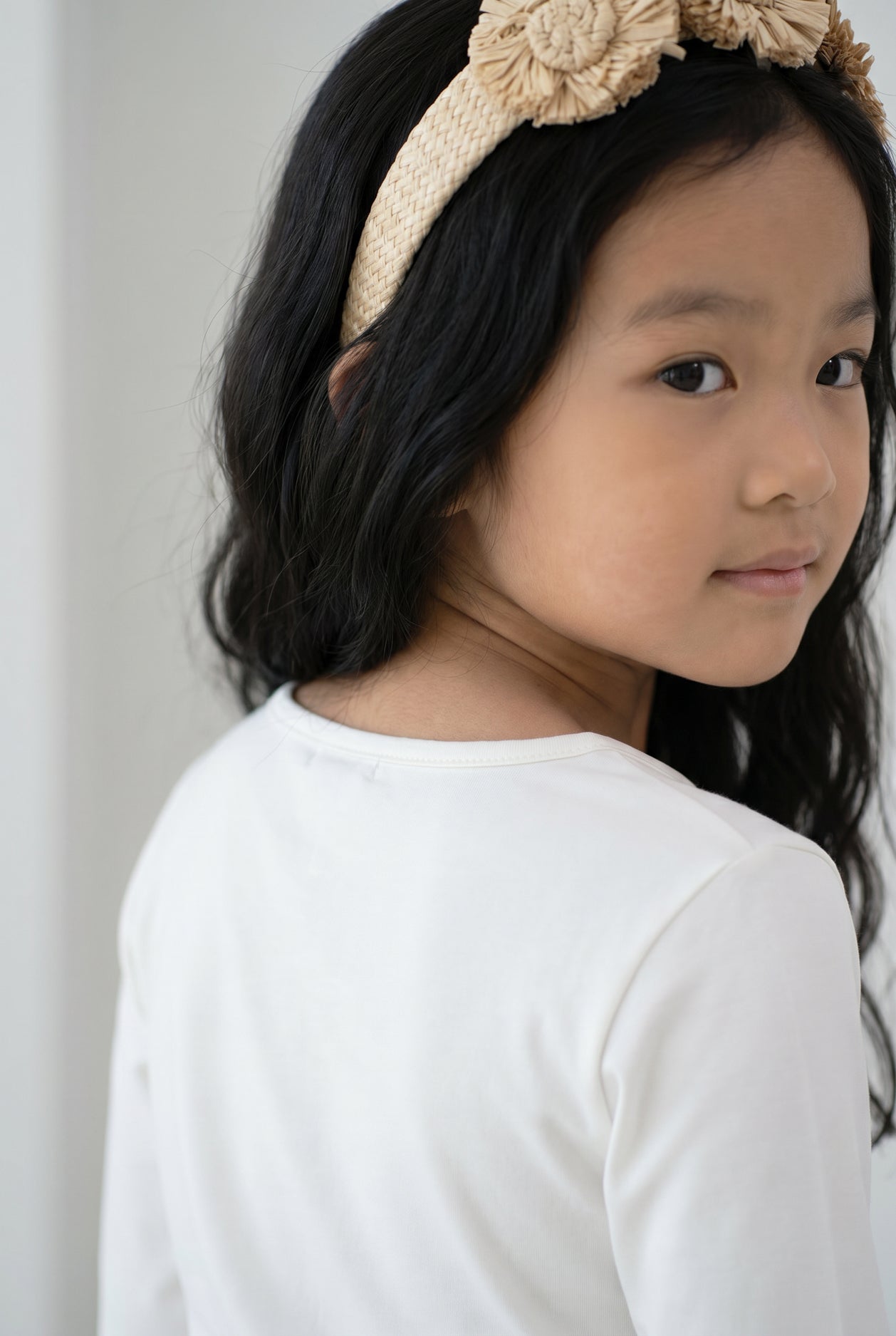 Girls' Essential 3/4 Tee in White nuggles-clothing