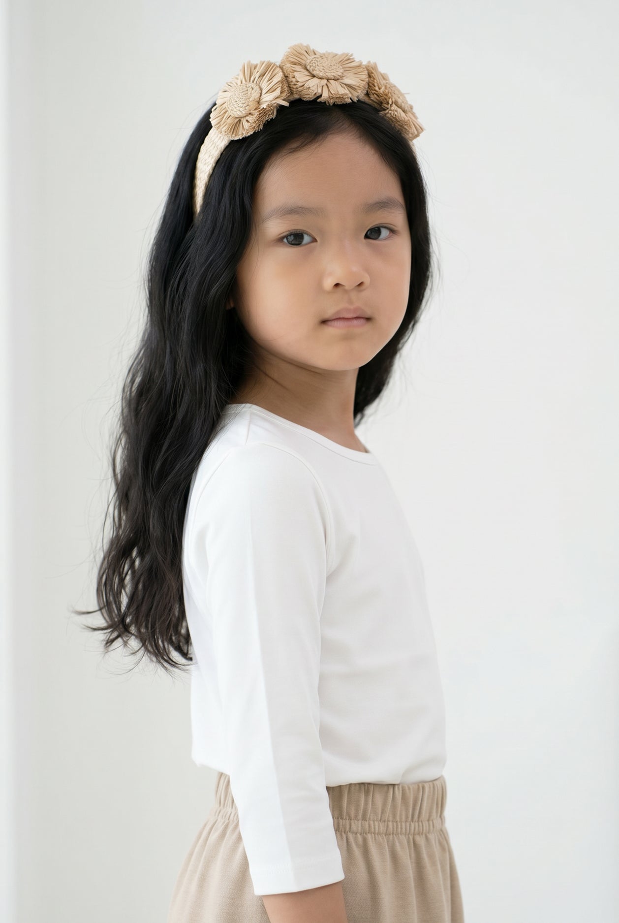 Girls' Essential 3/4 Tee in White nuggles-clothing