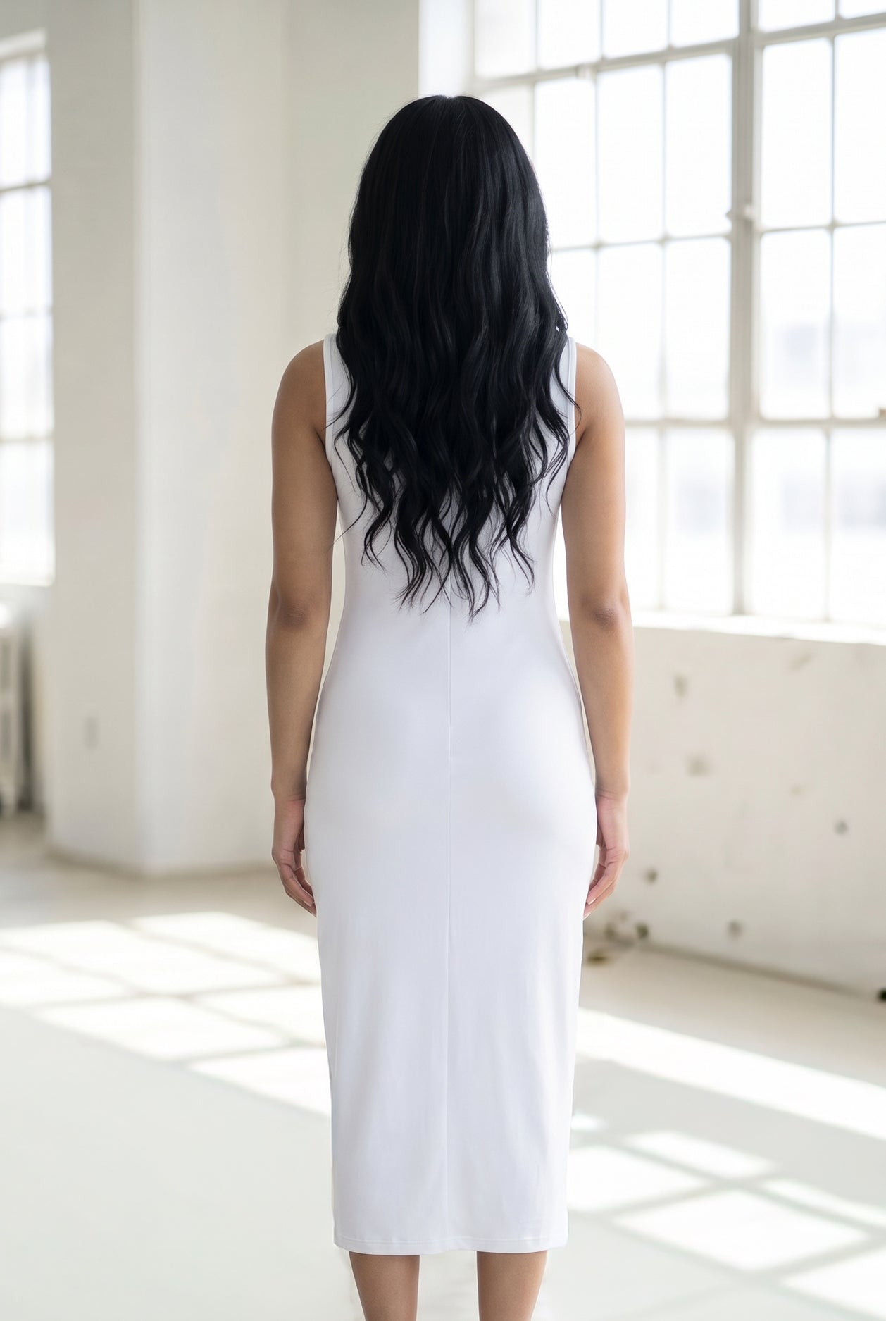Nuggles Tank Midi Layering Dress – White