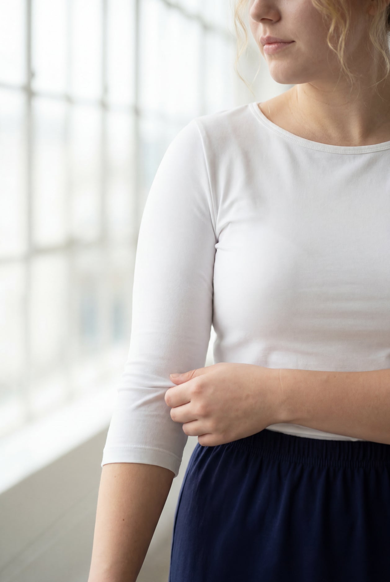 Essential 3/4 Tee in White nuggles-clothing