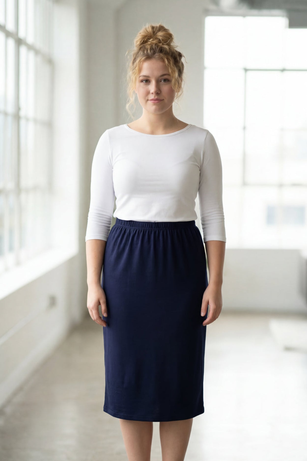 Essential 3/4 Tee in White nuggles-clothing