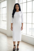 Model wearing Nuggles®  Ribbed Layering Dress in White