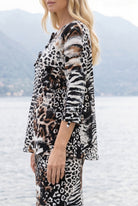 Model wearing Nuggles® Lexi Bow Top in Wild Mix