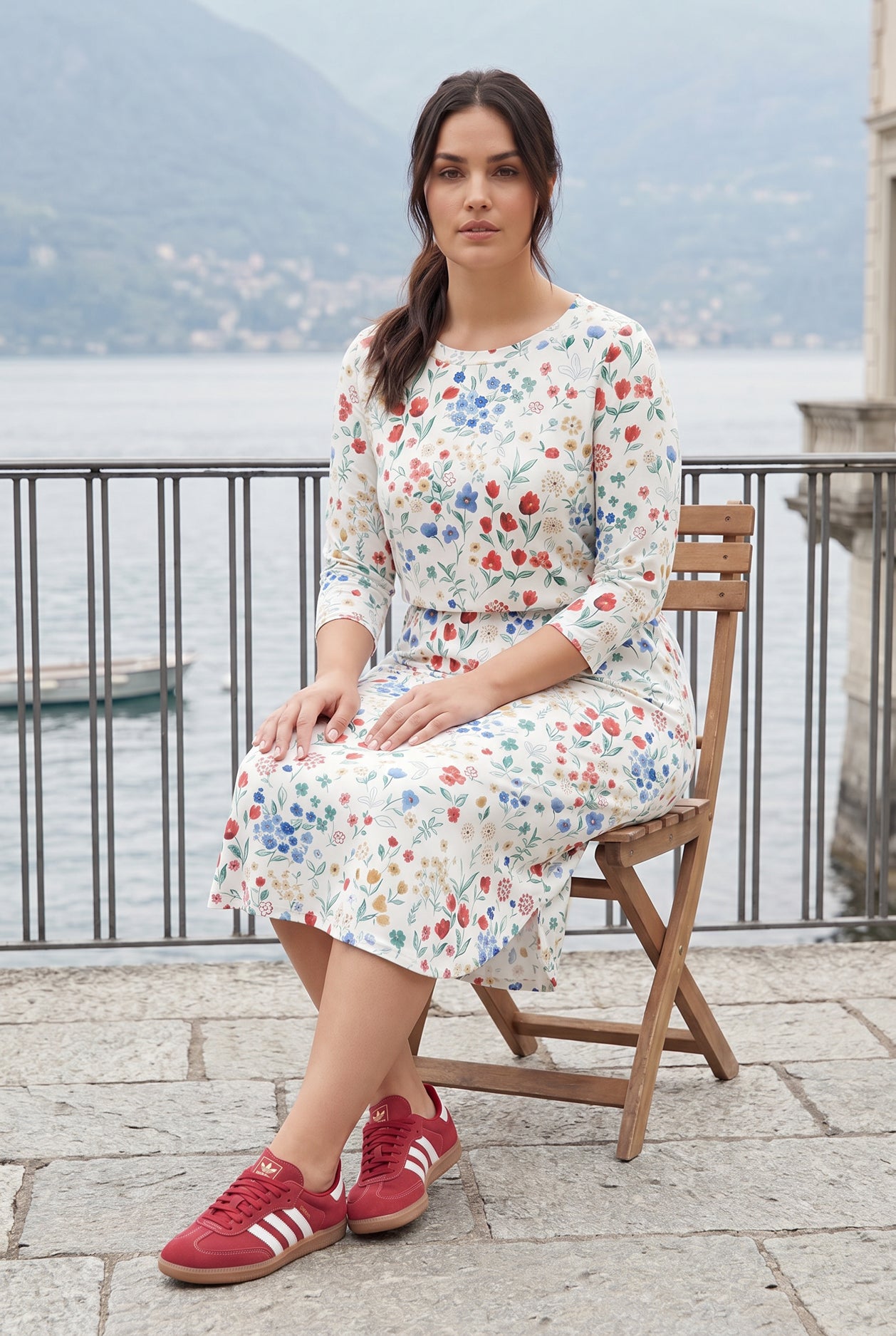 Wildflower Meadow modest midi dress by Nuggles, dainty multicolor florals for everyday wear