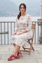 Wildflower Meadow modest midi dress by Nuggles, dainty multicolor florals for everyday wear