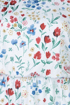 Harper Jane Wildflower Meadow dress, modest ivory floral midi with comfortable stretch by Nuggles