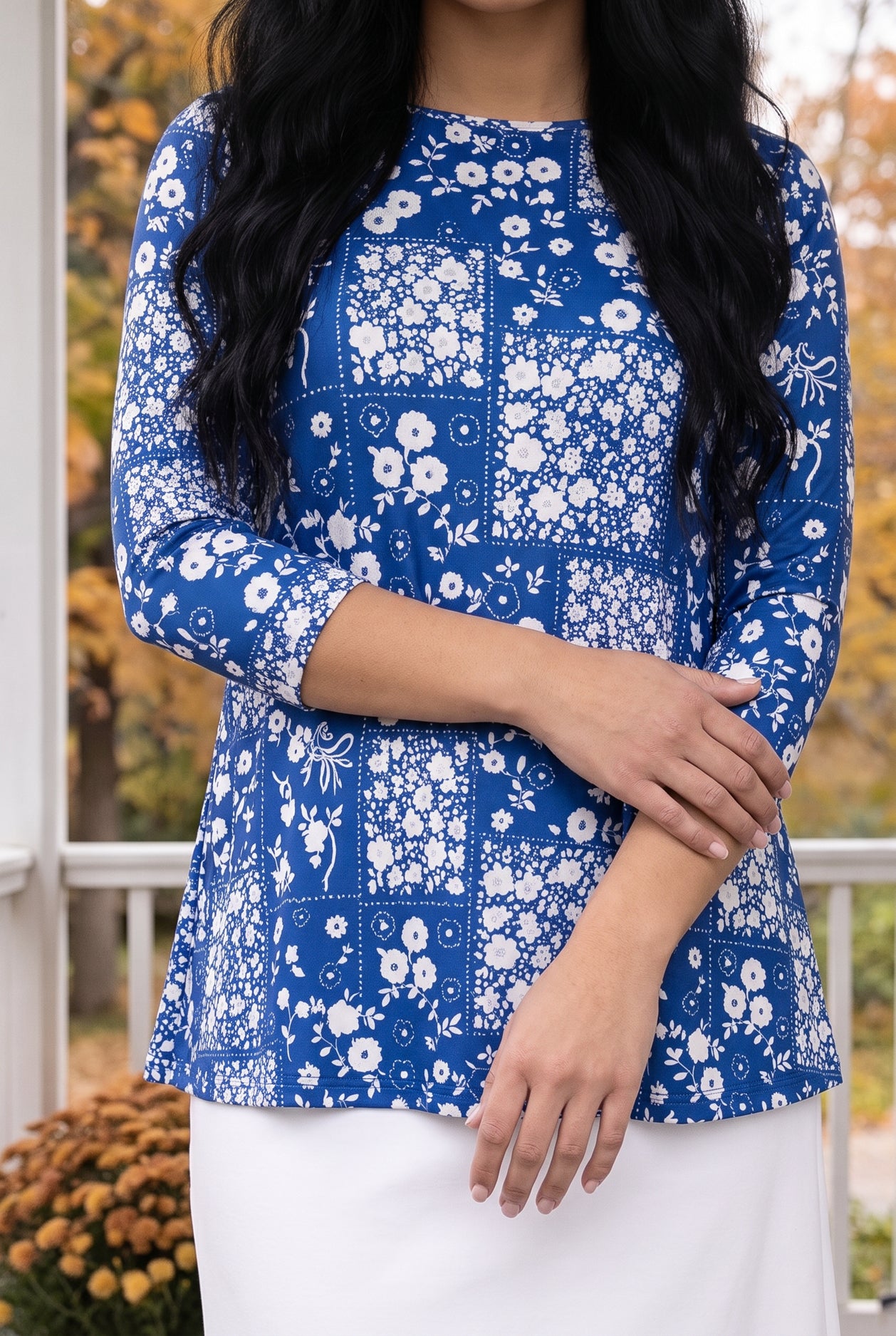 Model wearing Nuggles® Lexi Top in Willow