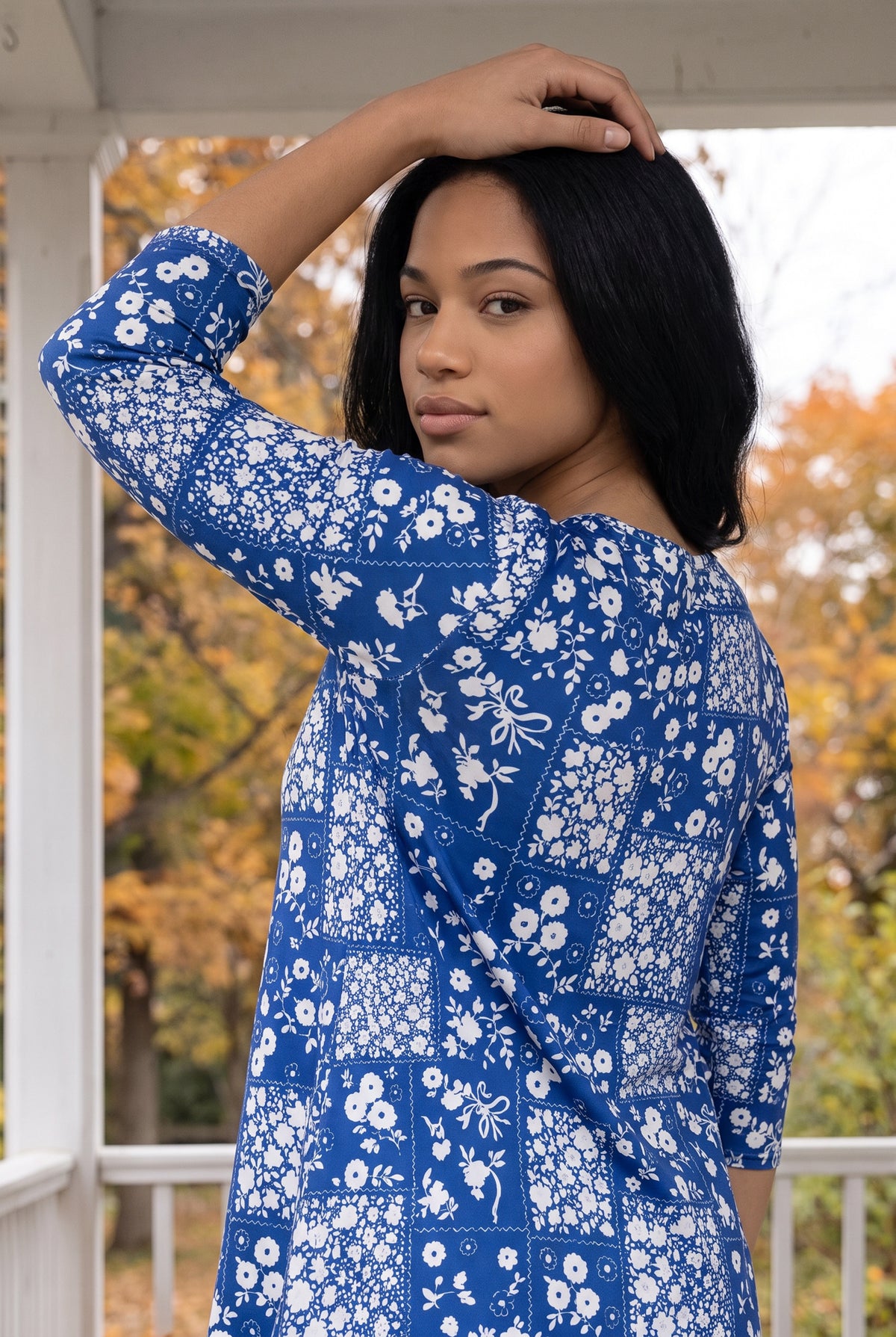 Model wearing Nuggles® Lexi Top in Willow