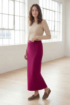 Model wearing Nuggles® 36" Classic Skirt  in Wine