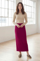 Model wearing Nuggles® 36" Classic Skirt  in Wine