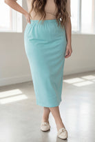 Model wearing Nuggles® 34" Classic Skirt in  Aqua