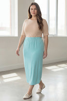 Model wearing Nuggles® 34" Classic Skirt in  Aqua