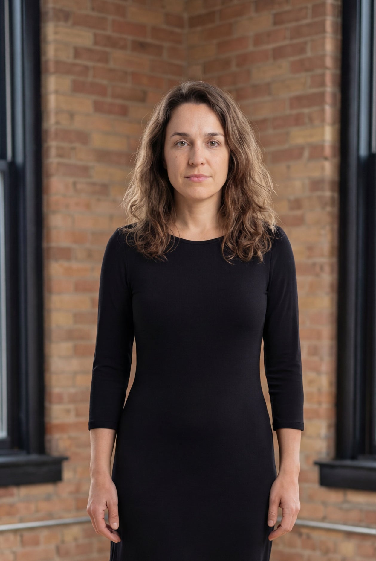 Model wearing Nuggles® Midi Layering Dress in Black