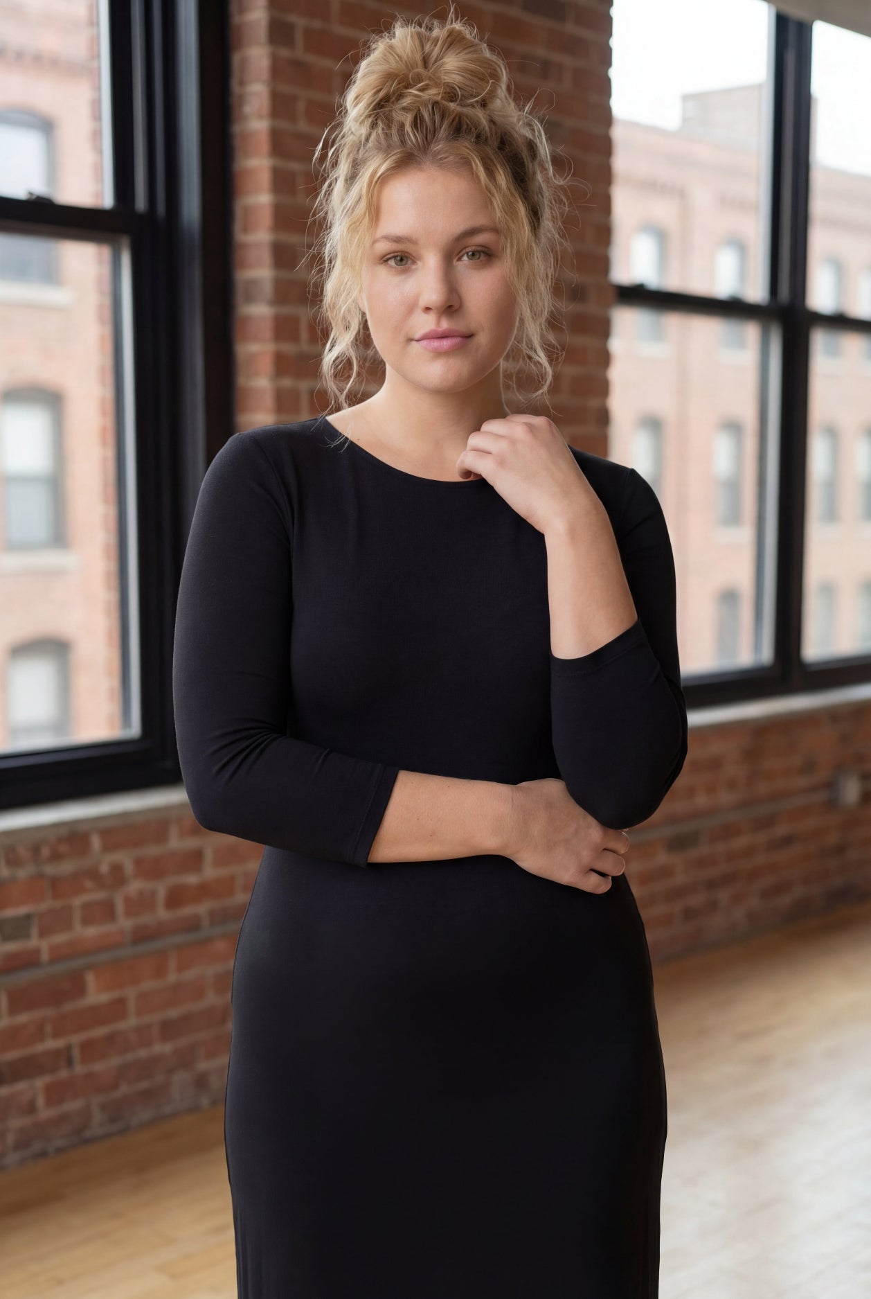 Tea-Length Layering Dress in Black nuggles-clothing