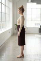 27" Lightweight Lined Pencil Skirt in Brown nuggles-clothing