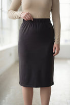 27" Lightweight Lined Pencil Skirt in Steel Grey nuggles-clothing