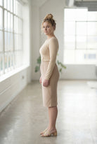 Model wearing Nuggles® 27" Classic Skirt in Khaki