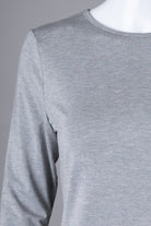 Model wearing Nuggles® 3/4 Essential Tee in Light Heather