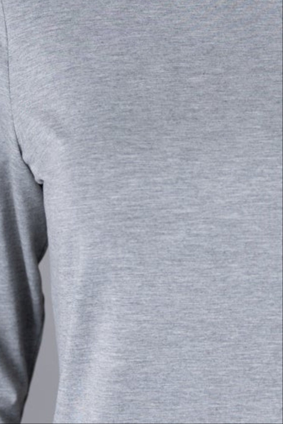 Model wearing Nuggles® 3/4 Essential Tee in Light Heather