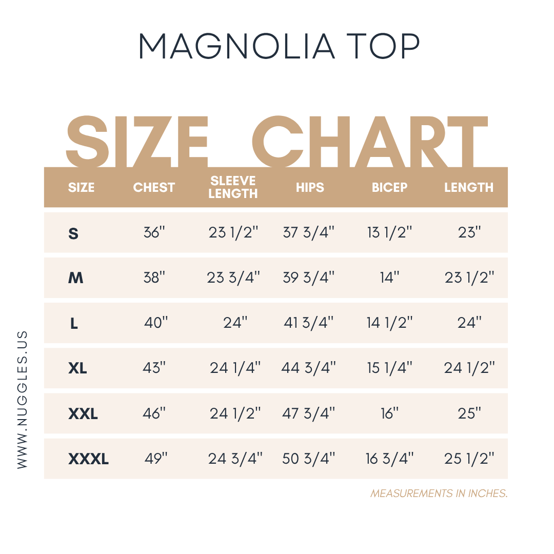 Magnolia Top size chart