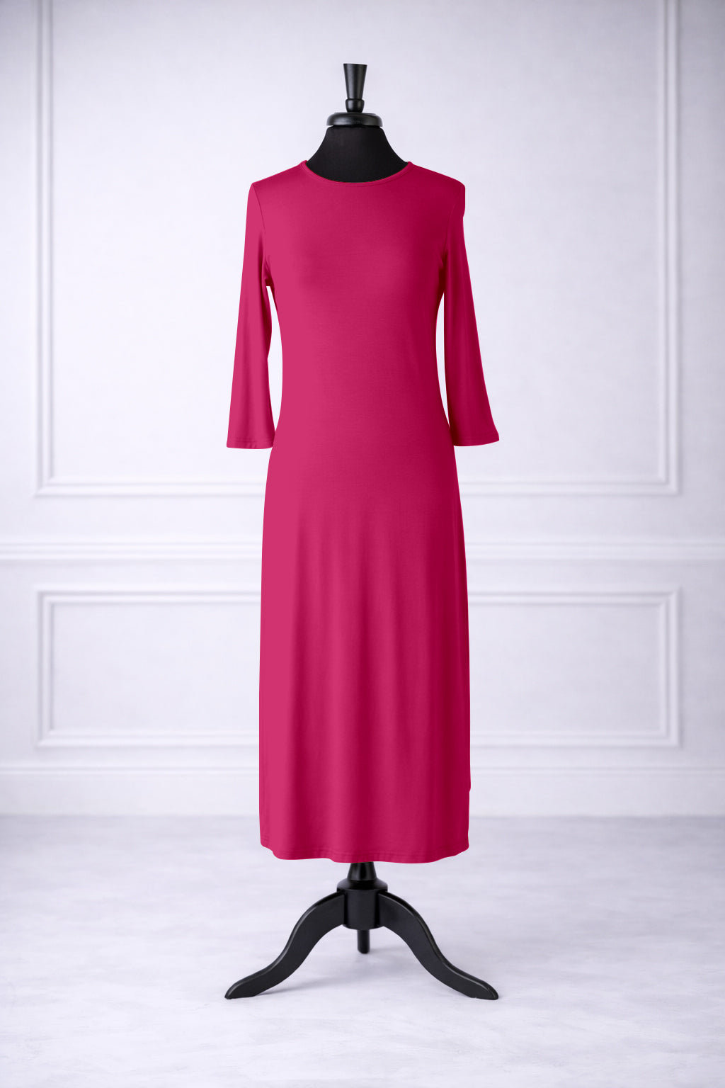 Front view of Nuggles®  Original Midi Layering Dress in Hot Pink